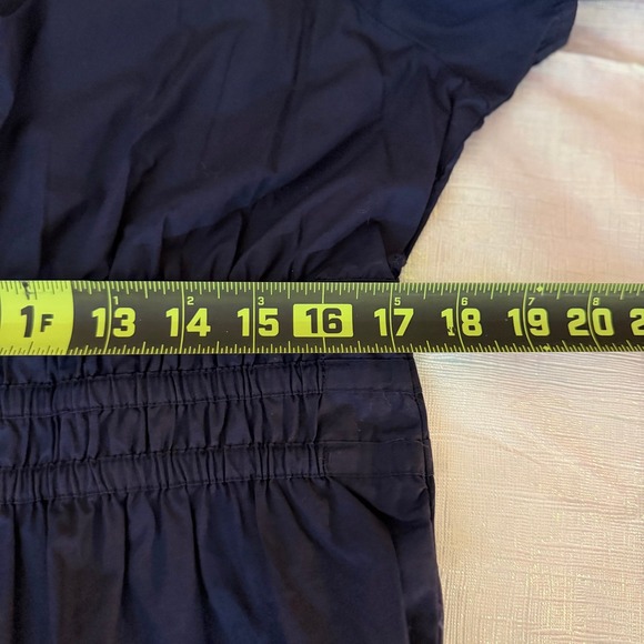 Quince 100% Organic Cotton Poplin Tiered Maxi Dress Women's L Navy Smocked Boho - Picture 13 of 14